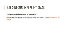 Aligner objectifs, évaluation et activités : Les objectifs d'apprentissage