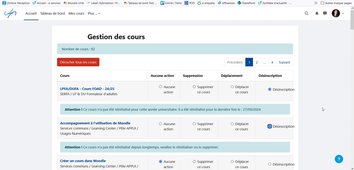 Gestion des cours moodle