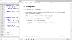 Développement javascript M1 cours 1, 6/7 : exceptions
