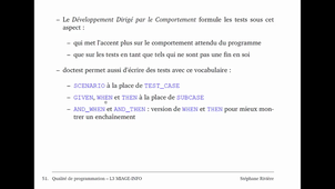 Qualité de programmation, Cours 2, Tests Unitaires 3/3 : développement dirigé par les tests