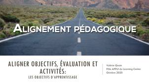 Aligner objectifs, évaluation et activités : Les objectifs d'apprentissage