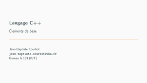 Bases de la prog. en C++ #1. Introduction