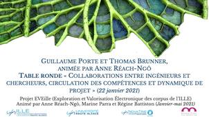« Collaborations entre ingénieurs et chercheurs, circulation des compétences et dynamique de projet » (janvier 2021)