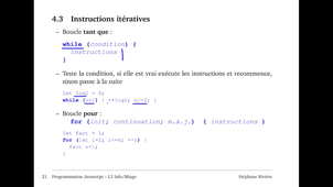 Programmation web en javascript : cours 1 3/7 : instructions