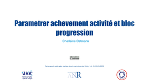 Tutoriel - Paramétrer l'achèvement d'activité et ajouter la barre de progression sur Moodle