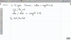 Fonctions conditionnelles - Vidéo 02 : Exercice 1 Question 2