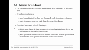 Qualité de programmation, cours 4 : code propre, video 6/6 : principes POO